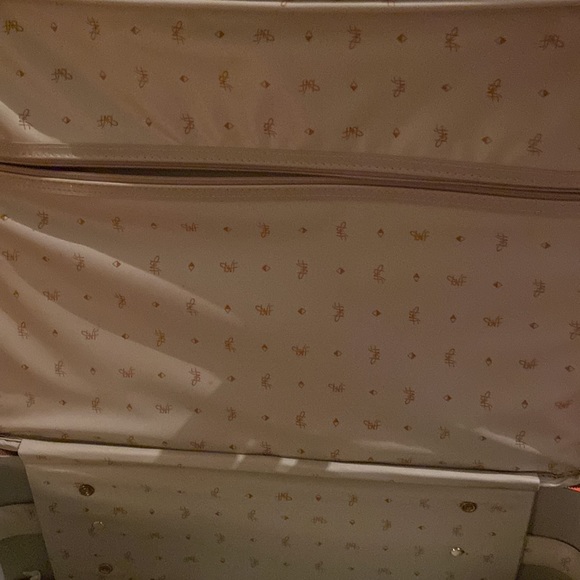 Diane von Furstenberg Vtg Paisley Leather Trim Sacvoyage Luggage Valize Zipper - Picture 5 of 5